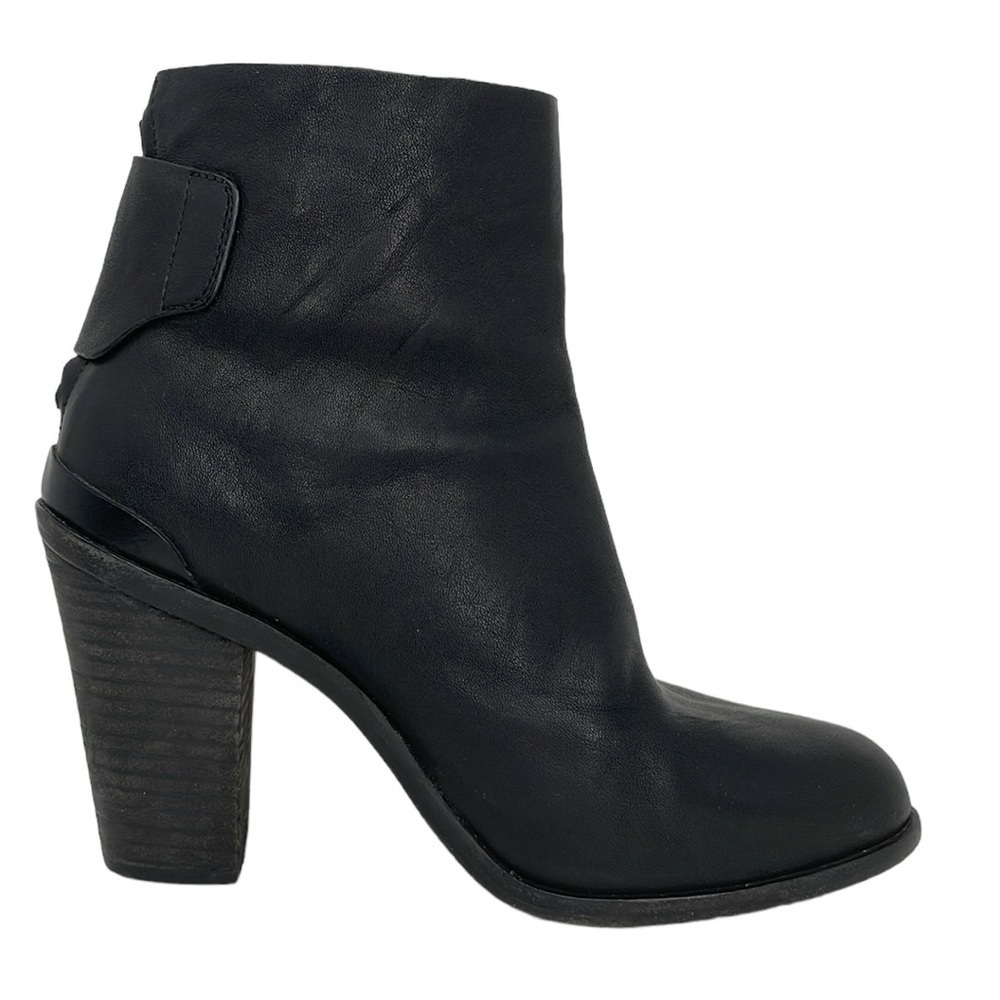 Rag & Bone Boots Women's 8.5 Black Leather Heeled Ankle Bootie Zip Round Toe - Picture 8 of 15